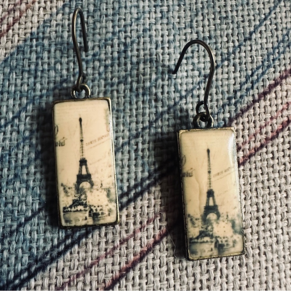 Vintage Rectangular Eiffel Tower Drop Earrings